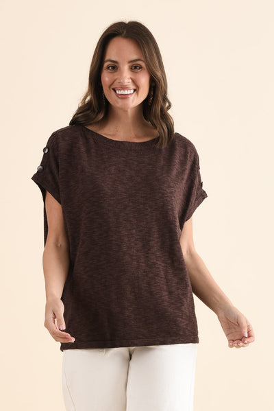 Henrik Chocolate Knit Button Tee