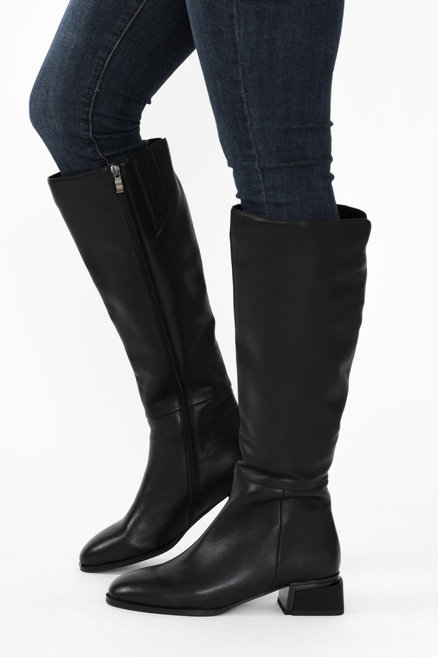 Hero Black Leather Knee Boot