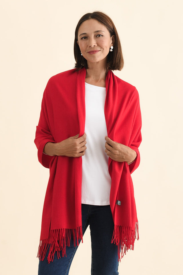 Heta Cherry Red Cotton Pashmina Scarf image 1