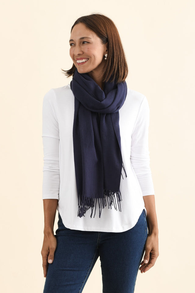 Heta Navy Cotton Pashmina Scarf image 3