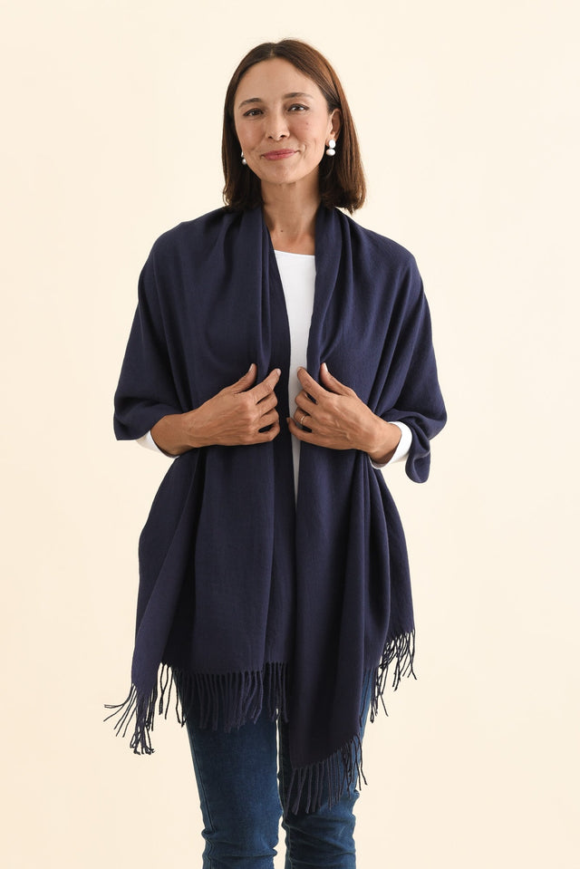 Heta Navy Cotton Pashmina Scarf