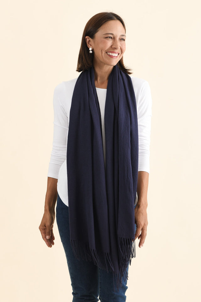 Heta Navy Cotton Pashmina Scarf