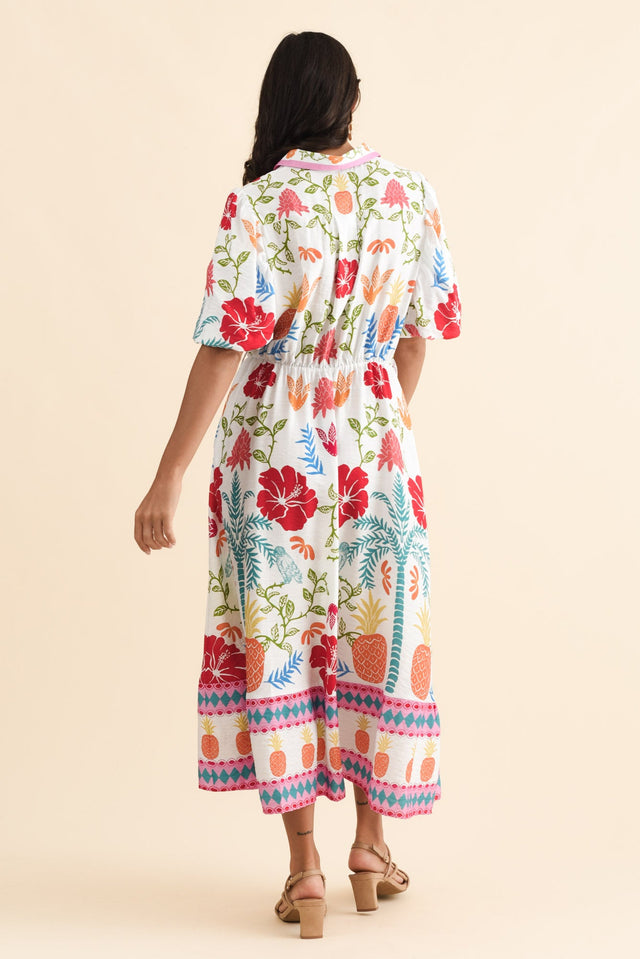 Hettie White Tropical Tie Dress,Brunette model,alt text|model:Brontie image 5