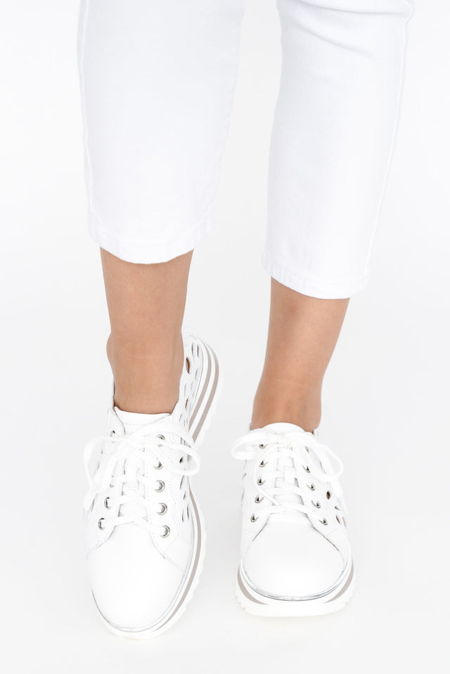 Holiday White Leather Platform Sneaker image 7