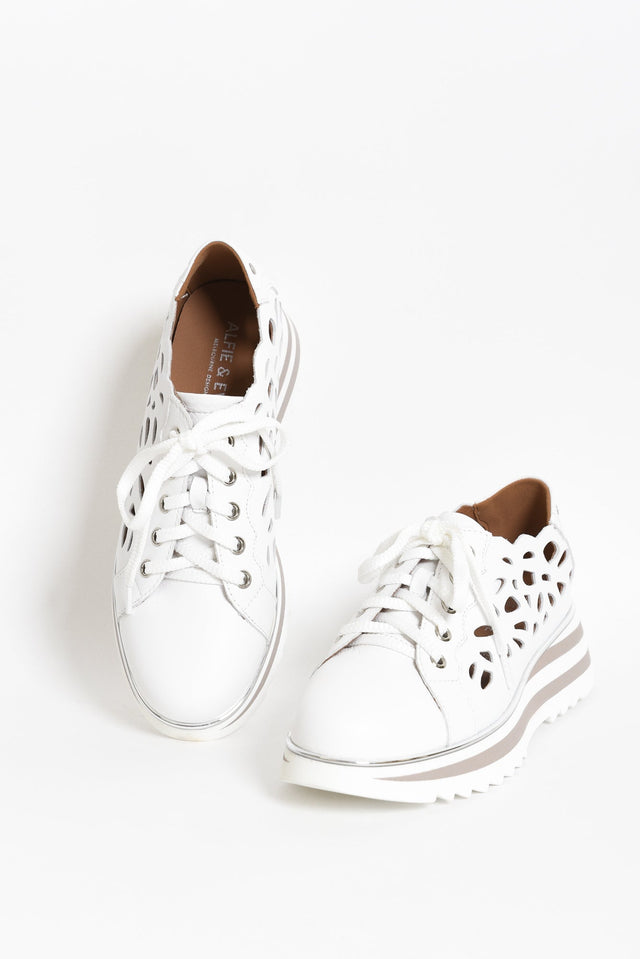 Holiday White Leather Platform Sneaker image 3