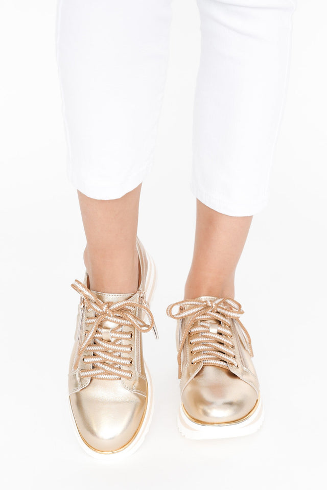 Hosting Gold Leather Platform Sneaker image 9