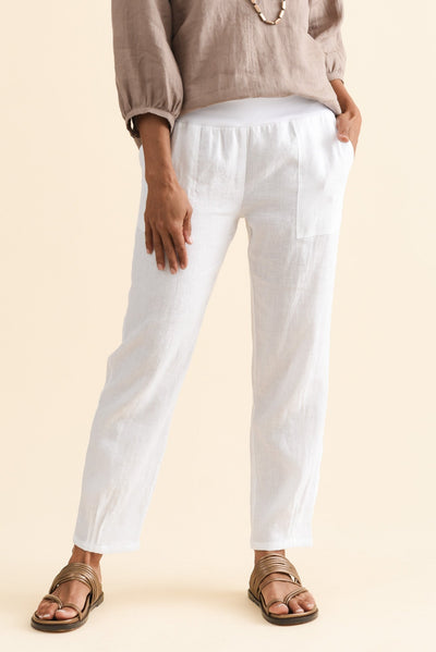 Hudson White Linen Pocket Pants
