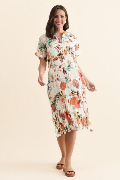 Idalina Orange Harvest Pocket Dress