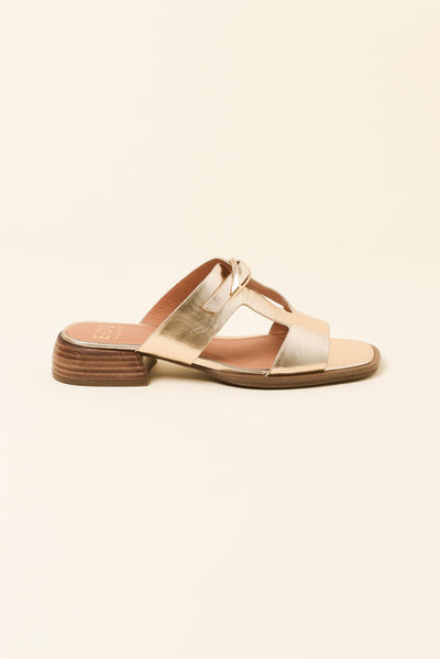 Ikami Gold Leather Buckle Heel