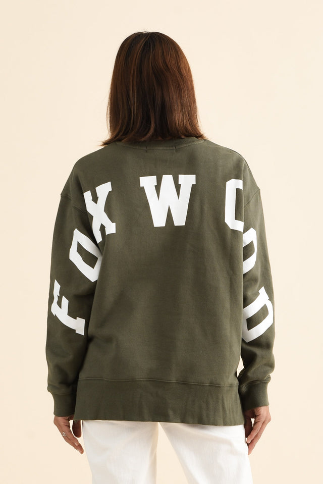 Interval Khaki Crewneck Sweatshirt,brunette model,Back of Outfit,alt text|model:Cara image 4