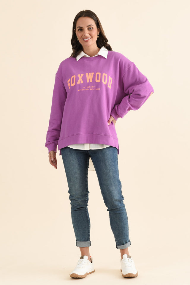 Interval Purple Crewneck Sweatshirt,brunette model,Full Outfit,alt text|model:MJ image 6