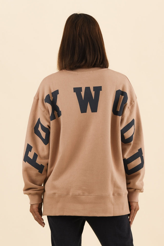 Interval Tan Crewneck Sweatshirt,Back,Brunette model,alt text|model:Cara image 5