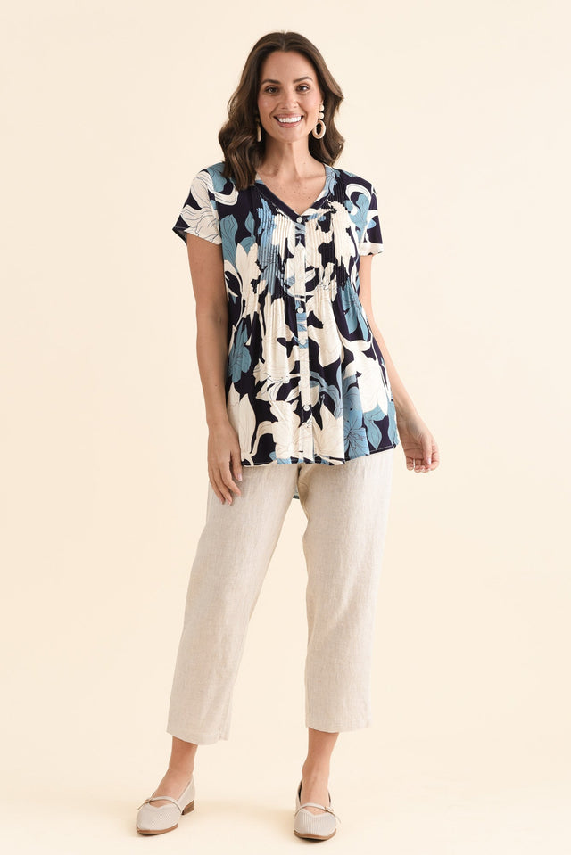 Isobel Blue Floral Button Top image 6