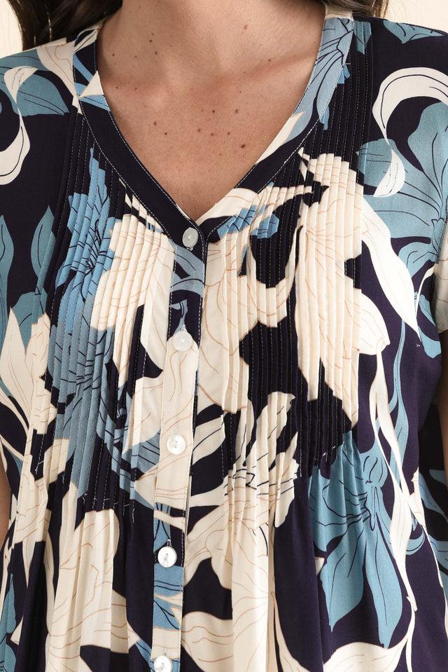 Isobel Blue Floral Button Top image 5