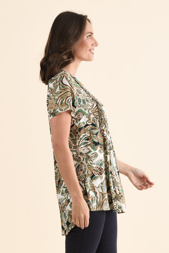 Isobel Mint Floral Button Top image 3