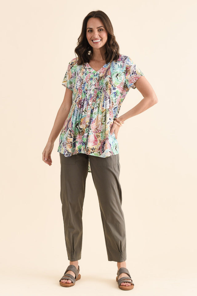 Isobel Pink Abstract Button Top image 2