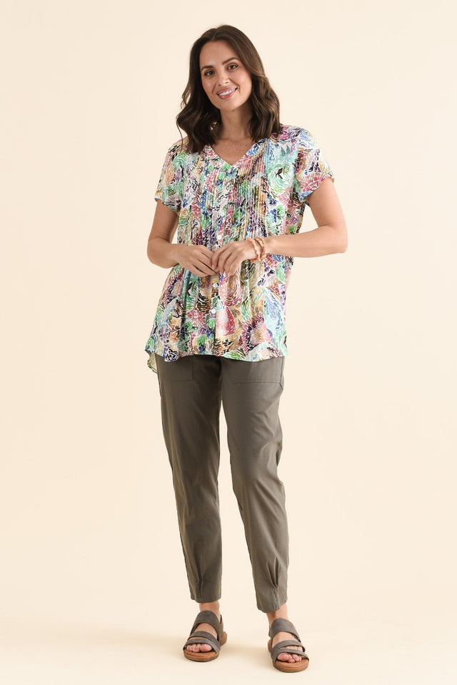 Isobel Pink Abstract Button Top image 6
