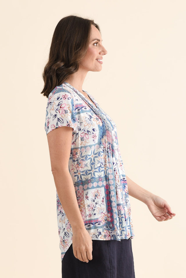 Isobel Pink Mosaic Button Top image 3