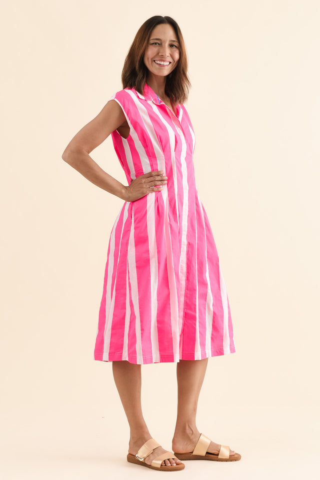 Isolde Pink Stripe Cotton Tie Dress image 3