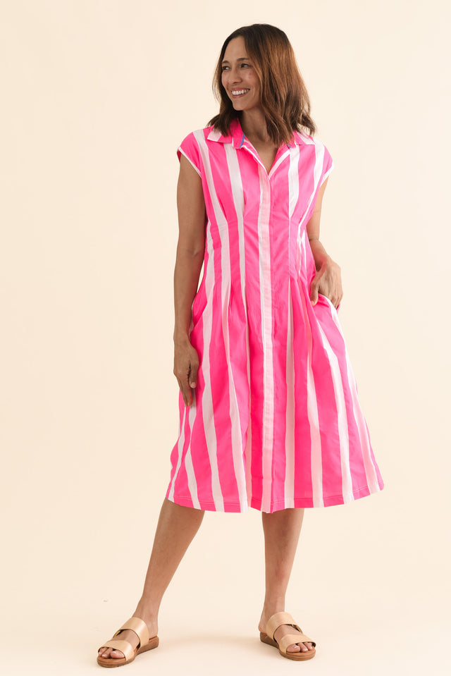 Isolde Pink Stripe Cotton Tie Dress image 6