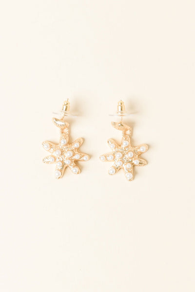 Ithica Gold Star Pearl Earrings