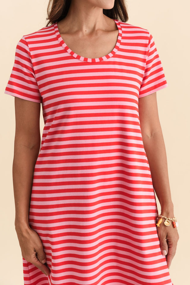 Izzy Red Stripe Cotton Tee Dress,Brunette model,alt text|model:Cara image 7