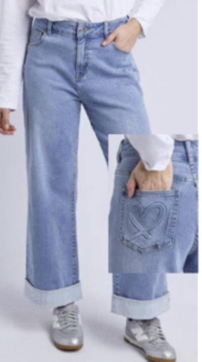 Deb Mid Blue Denim Wide Leg Jeans,REF image 1