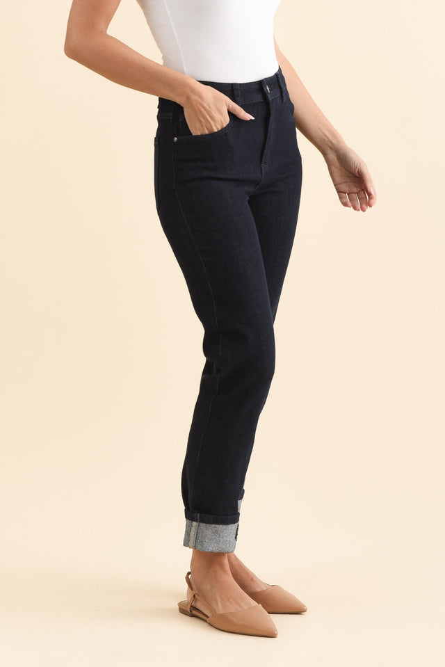 James Dark Blue Denim Stretch Jeans,Brunette model,alt text|model:MJ image 5