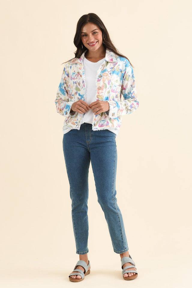 Jamie Blue Bloom Linen Blend Jacket,Full Body,Brunette model,alt text|model:Brontie image 6
