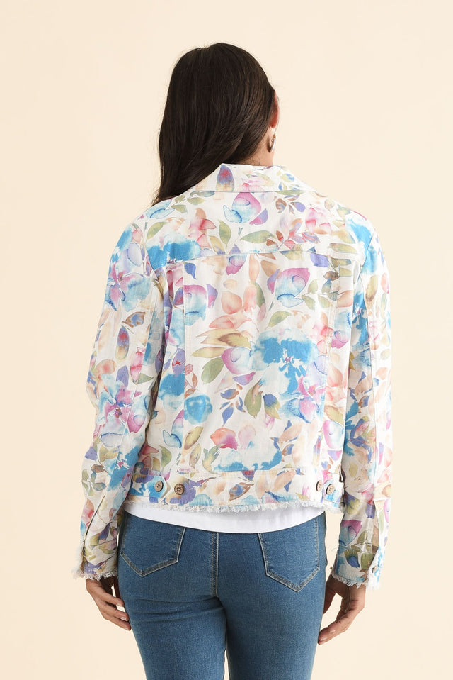 Jamie Blue Bloom Linen Blend Jacket,Back,Brunette model,alt text|model:Brontie image 4