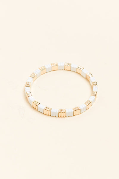 Java White Beaded Bracelet