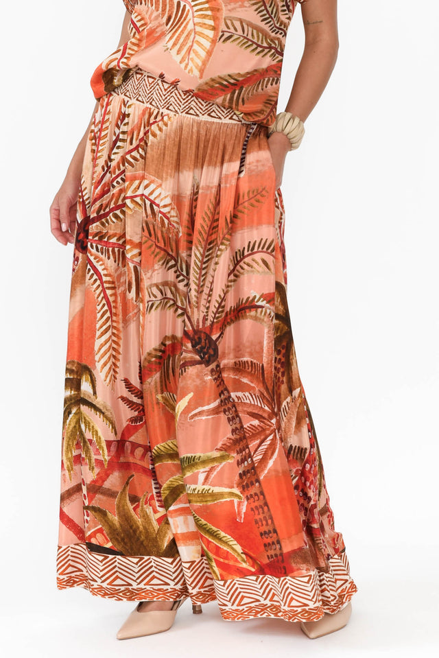 Jeannie Orange Palm Maxi Skirt image 7