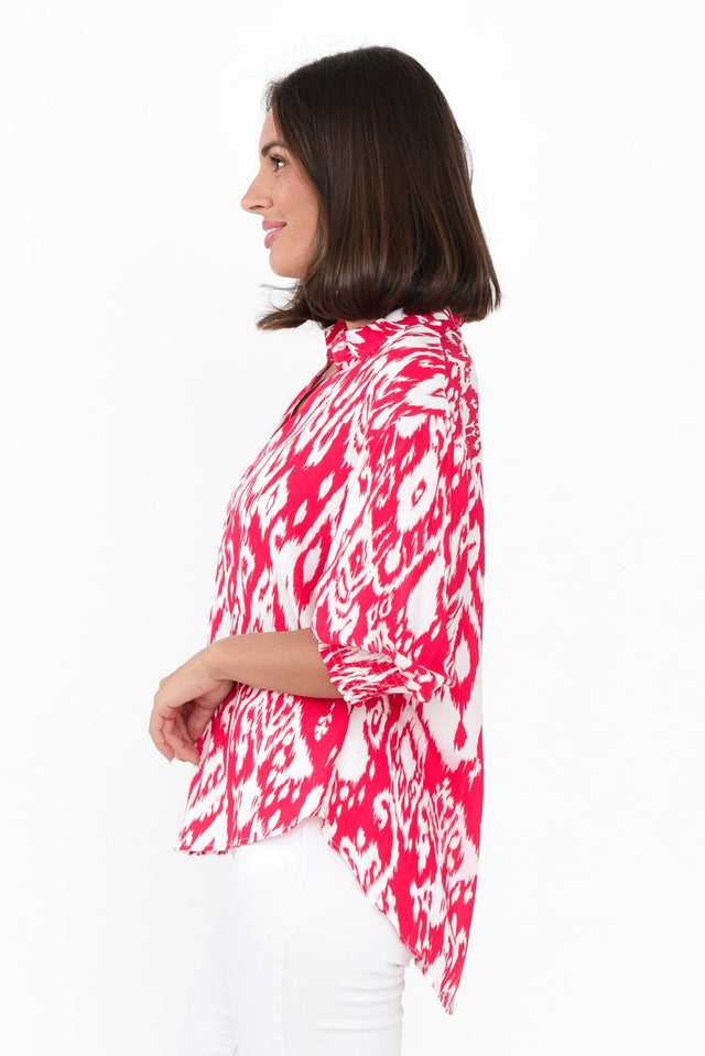 Jemima Pink Ikat Shirt,Brunette model,alt text|model:MJ image 5