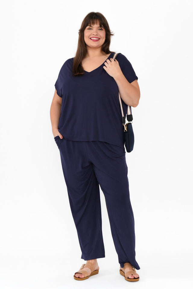 Lopez Navy Pocket Pants,Brunette model,alt text|model:Gabby image 15