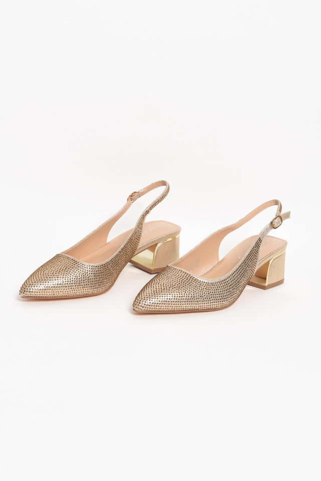 Jester Gold Diamante Slingback Heel image 3