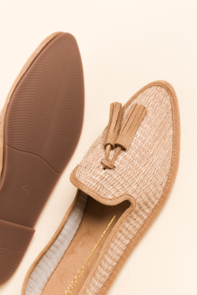Jia Camel Raffia Tassel Loafer image 3