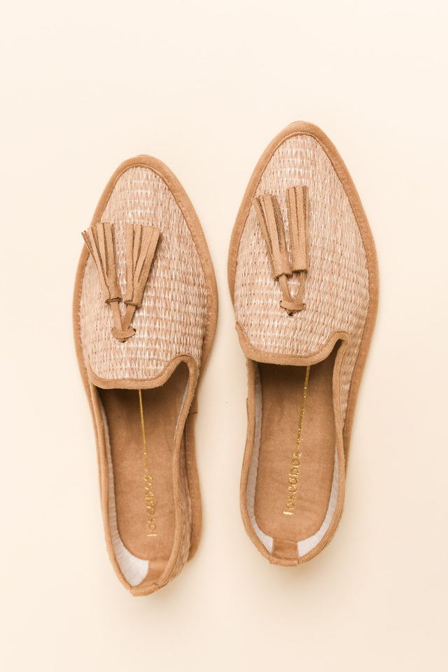 Jia Camel Raffia Tassel Loafer image 4