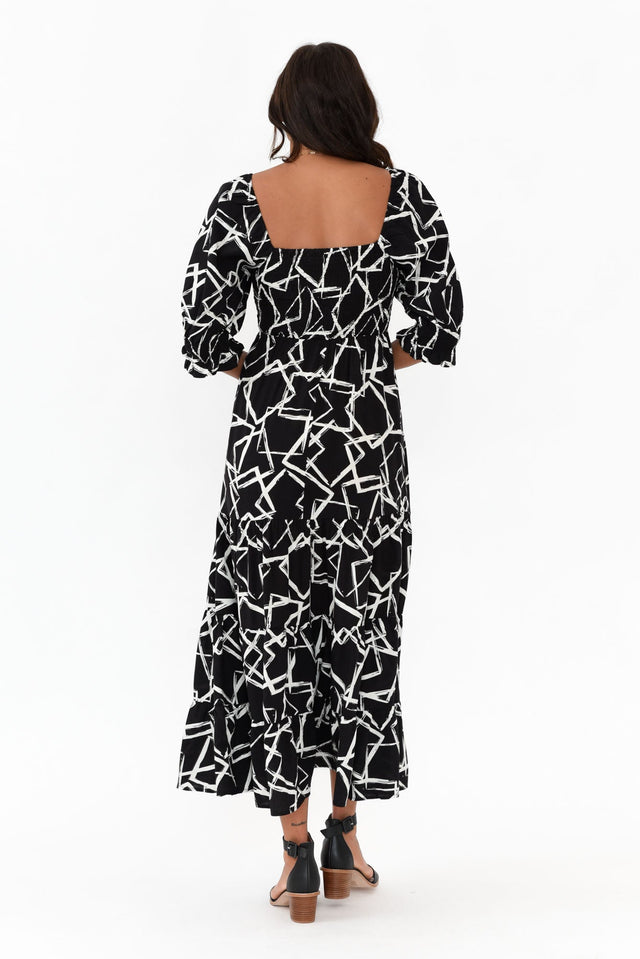 Jonathan Black Geo Shirred Maxi Dress,Brunette model,alt text|model:Brontie image 5