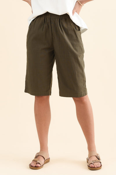 Jora Olive Pocket Shorts