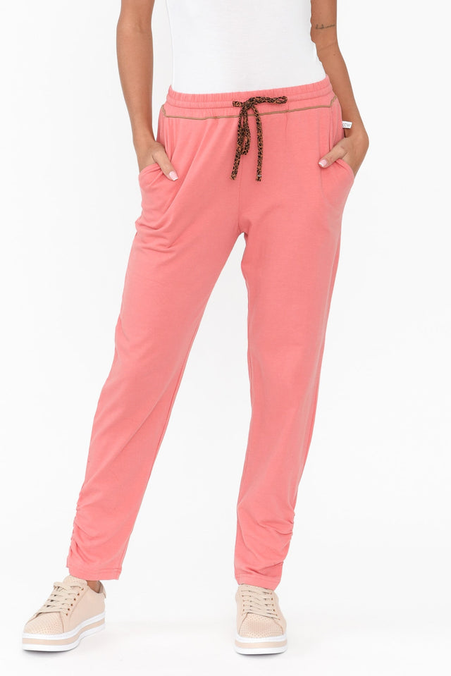 Jordan Peach Drawstring Pants length_Full rise_Mid print_Plain colour_Orange PANTS   alt text|model:Brontie;wearing:XS image 1