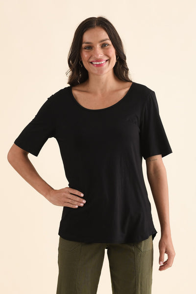 Josephine Black Scoop Neck Tee