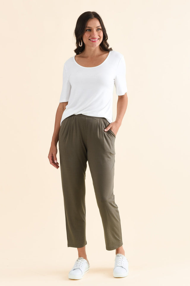 Kennedy Khaki Stretch Pocket Pants,Full Body,Brunette model,alt text|model:Brontie image 6