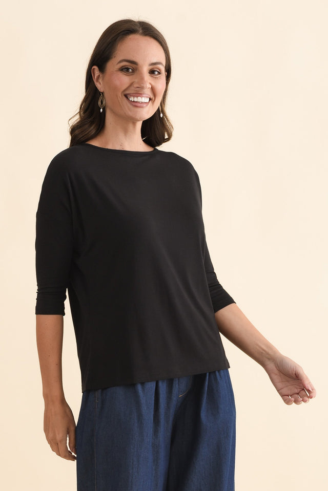 Josette Black Bamboo Top,Brunette model,alt text|model:MJ image 5