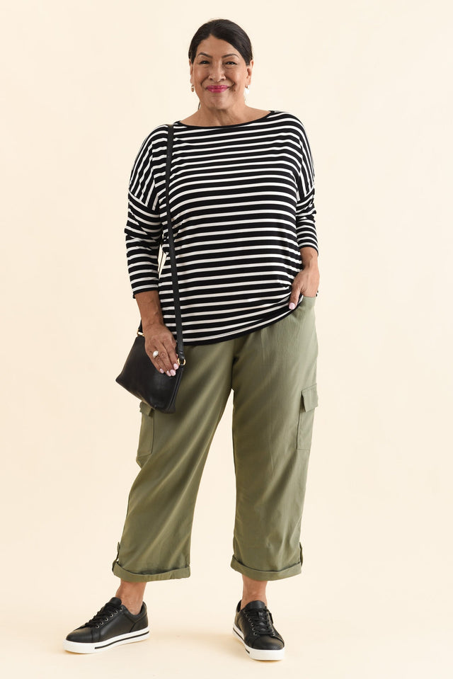Josette Black Stripe Bamboo Top,Full Body,Brunette model,alt text|model:Pilita image 10