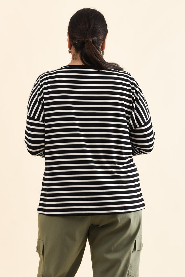 Josette Black Stripe Bamboo Top,Back,Brunette model,alt text|model:Pilita image 12