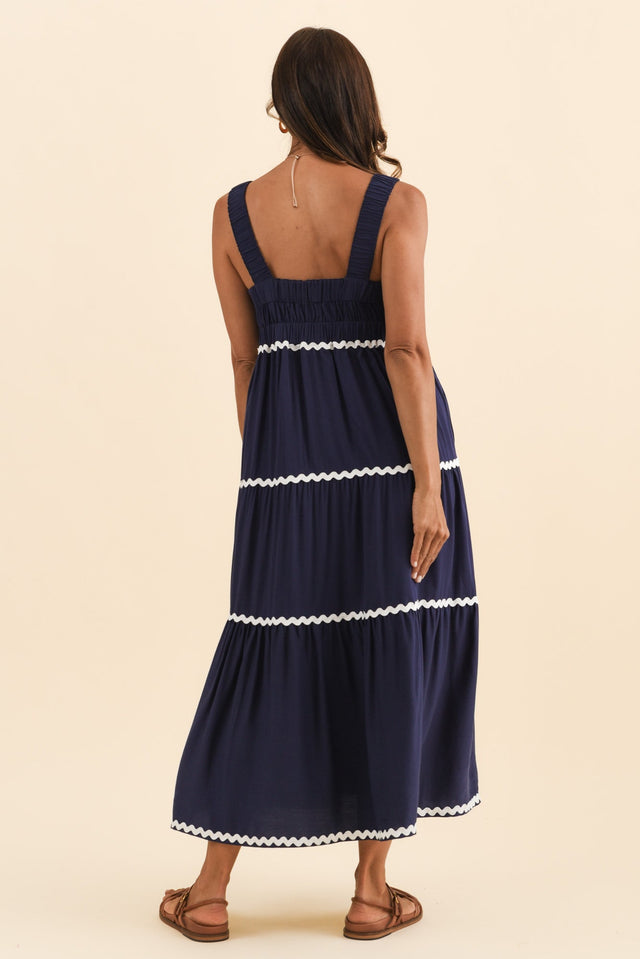 Josie Navy Contrast Tier Dress,Brunette model,alt text|model:Cara image 6