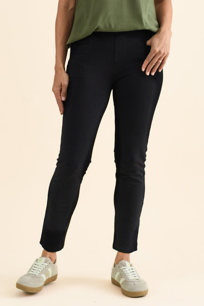 Jove Black Cotton Stretch Pants