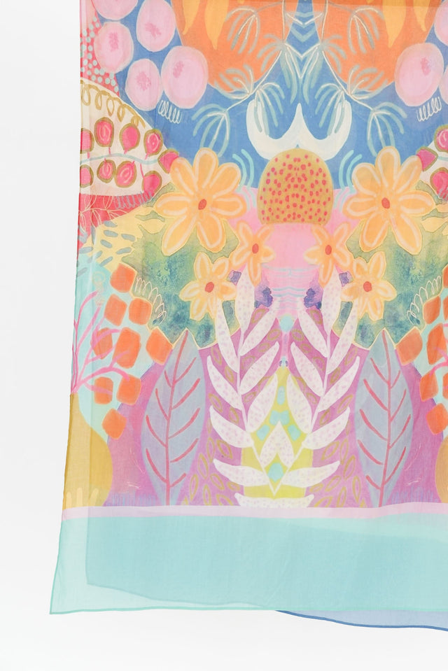 Kaia Blue Floral Cotton Scarf image 3