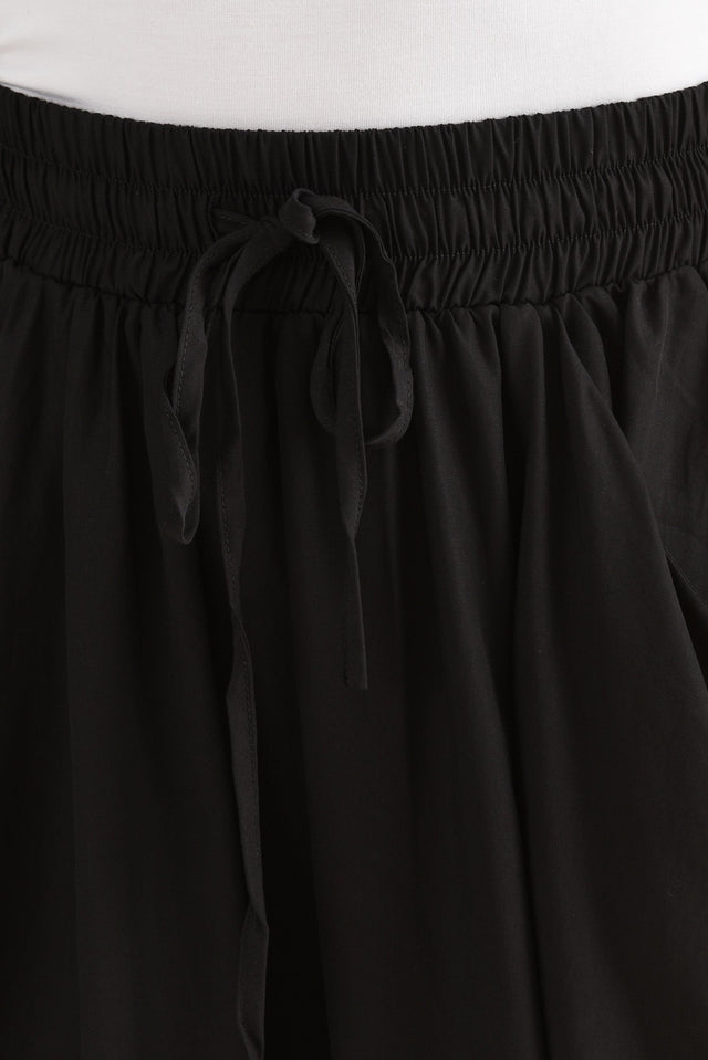 Katie Black Drawstring Midi Skirt,Detail,Brunette model,alt text|model:Laura image 5