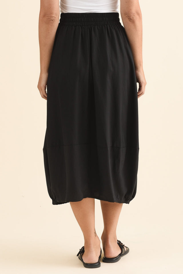 Katie Black Drawstring Midi Skirt,Back,Brunette model,alt text|model:Laura image 4